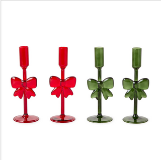 Holiday Bows Hand-Crafted Taper Candleholders