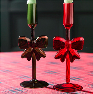Holiday Bows Hand-Crafted Taper Candleholders