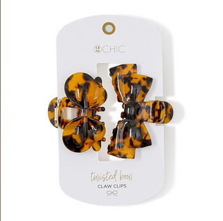 Tortoise Twist Set of Two Claw Clips in a Bow Shape