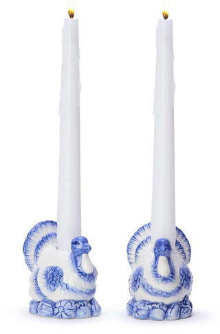 Blue and White Turkey Candle Holder