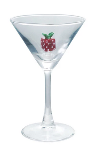 Martini Glass with Hand-Blown Christmas Figure