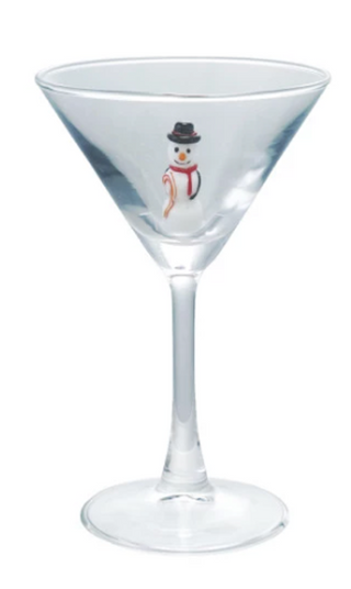 Martini Glass with Hand-Blown Christmas Figure
