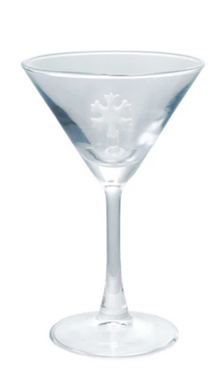 Martini Glass with Hand-Blown Christmas Figure