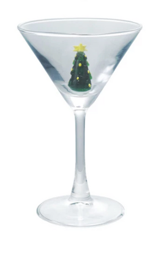 Martini Glass with Hand-Blown Christmas Figure