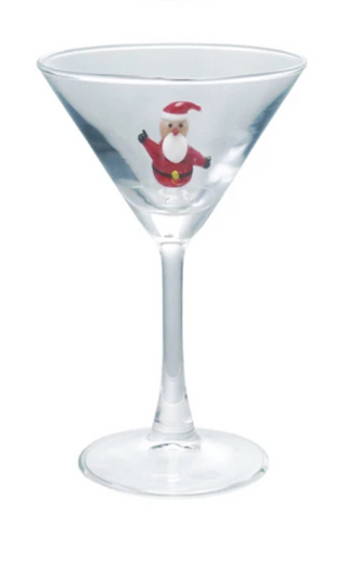 Martini Glass with Hand-Blown Christmas Figure