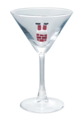 Martini Glass with Hand-Blown Christmas Figure
