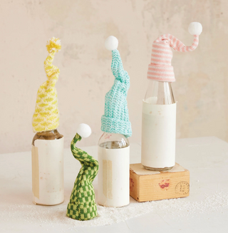Knit Hat Bottle Topper with Pom Pom