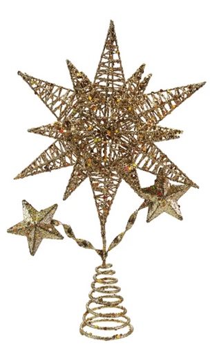 Metal Star Tree Topper Gold Glitter