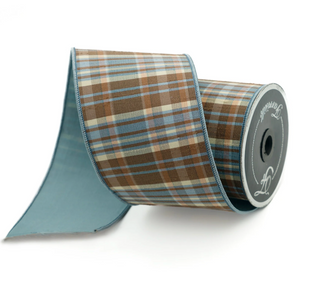 4" Steel Blue and Chocolate Plaid