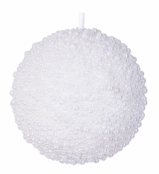 8" White Pearl Ball Ornament