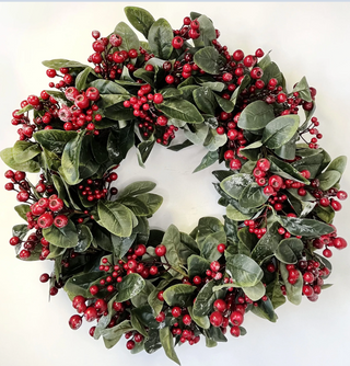 30" Berry Bay Leaf Wreath