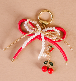 Layered Bow Bag Charm-Red