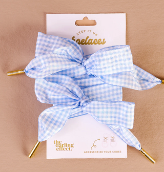 Light Blue Gingham Shoe Laces