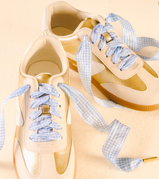 Light Blue Gingham Shoe Laces