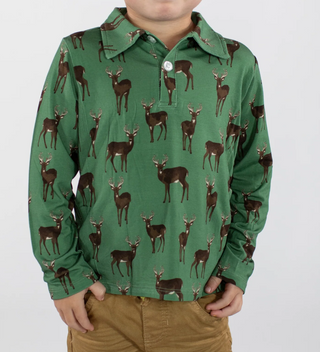 Polo Shirt- Whitetail Deer Long Sleeve