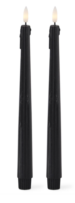Set of 2 11.5 Inch Black LED Drip Taper Candles w/Timer