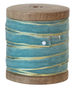 10 Yard Velvet Ribbon w/ Metallic Edges on Wood Spool CSL