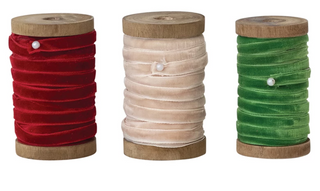 10 Yard 1/4"W Velvet Ribbon on Wood Spool