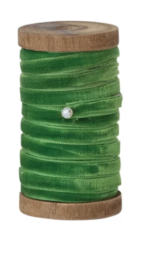 10 Yard 1/4"W Velvet Ribbon on Wood Spool