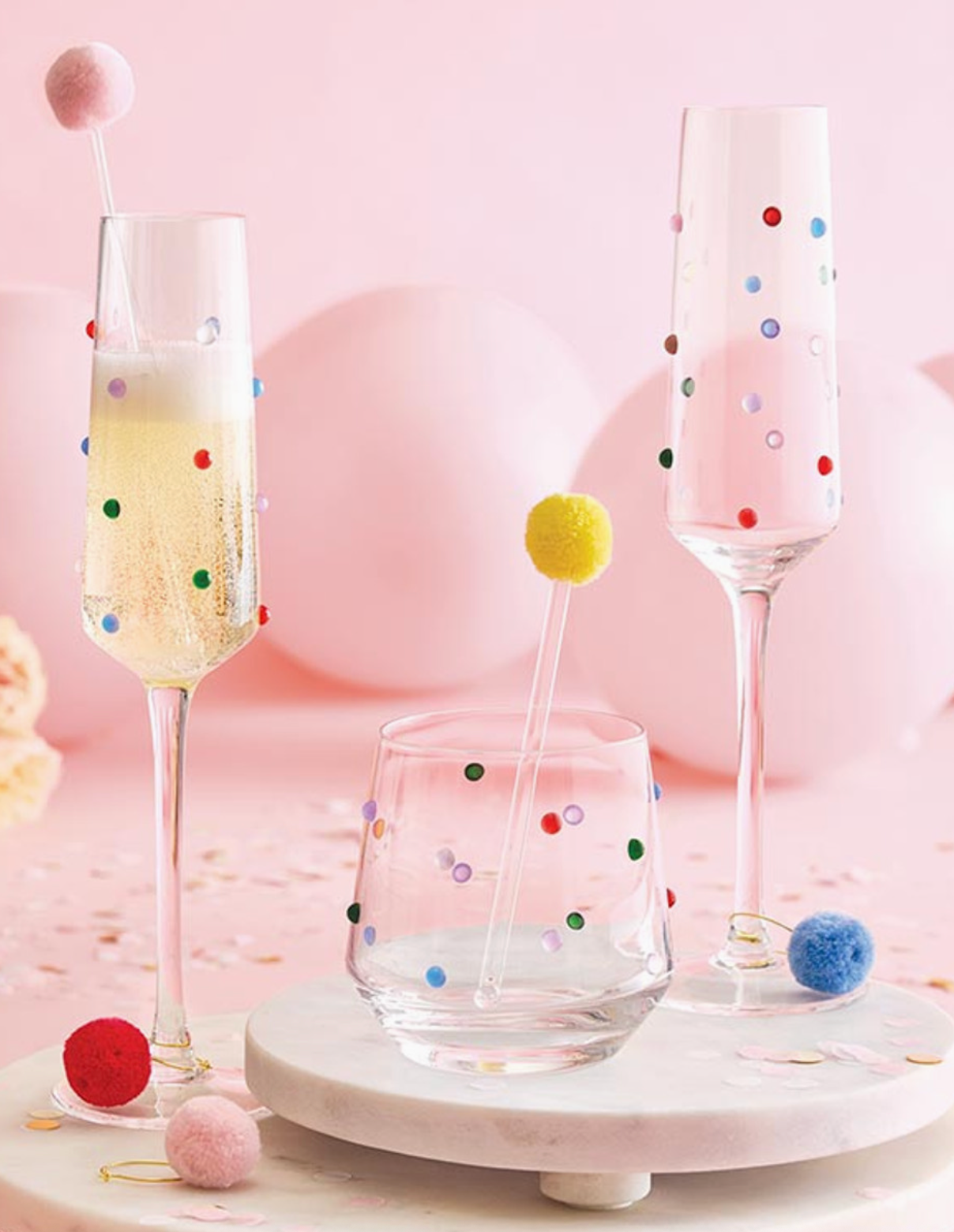 Slant-Birthday Beaded Champagne Flute