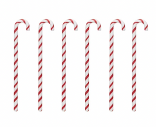 Glass Candy Cane Shaped Stir Sticks Boxed Set of 6