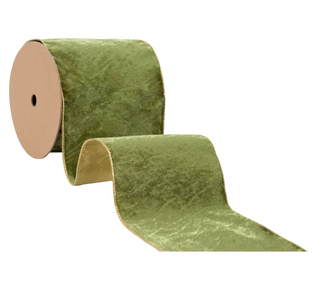 6" Wired Deluxe Reversible Velvet Ribbon | Moss | 10 Yard Ribbon
