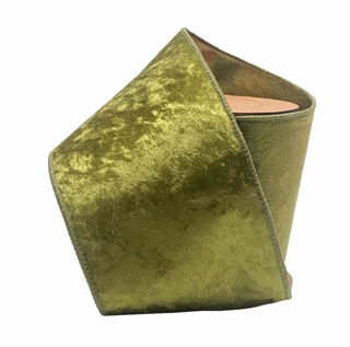 4" Reversible Velvet/Lurex Wired Ribbon | Moss/Gold | 10 Yard Roll