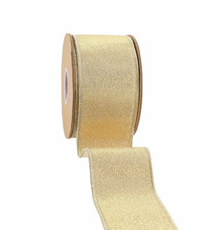 2 1/2" Wired Iridescent Ribbon | Gold Metallic Double-Fused Taffeta Backing | 10 Yard Roll