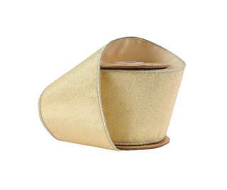 2 1/2" Wired Iridescent Ribbon | Gold Metallic Double-Fused Taffeta Backing | 10 Yard Roll