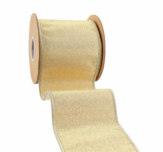 2 1/2" Wired Iridescent Ribbon | Gold Metallic Double-Fused Taffeta Backing | 10 Yard Roll