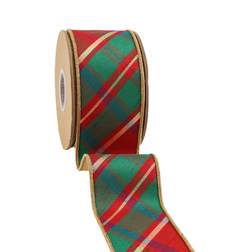 2 1/2" Wired Dupioni Plaid Ribbon