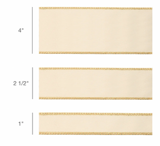 Classic Velvet Wired Ribbon | Ivory/Gold | 10 Yard Roll