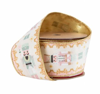 2 1/2" Wired Velvet Ribbon | Pink Nutcracker | 10 Yard Spool