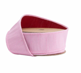 Wired Double-fused Dupioni Ribbon | Red/Lt Pink | 10 Yard Roll