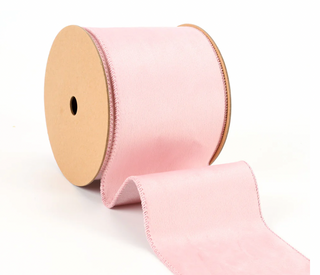 4" Reversible Classic Velvet/Shimmer Wired Ribbon | Quartz Pink/Quartz Pink | 10 Yard Roll