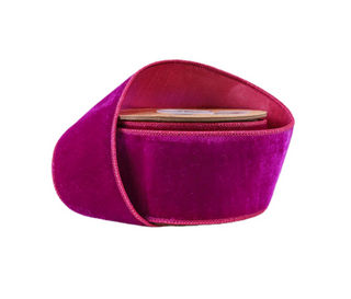 Wired Premium Velvet Ribbon Hot Pink w/ Pink Dupioni Backing
