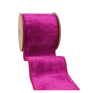 Wired Premium Velvet Ribbon Hot Pink w/ Pink Dupioni Backing