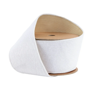 2 1/2" Wired Velvet | White Fuzzy Velvet with Gold Backing | 10 Yard Spool