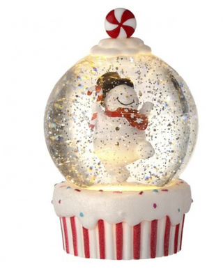 7"Led Snowman Cupcake Water Globe