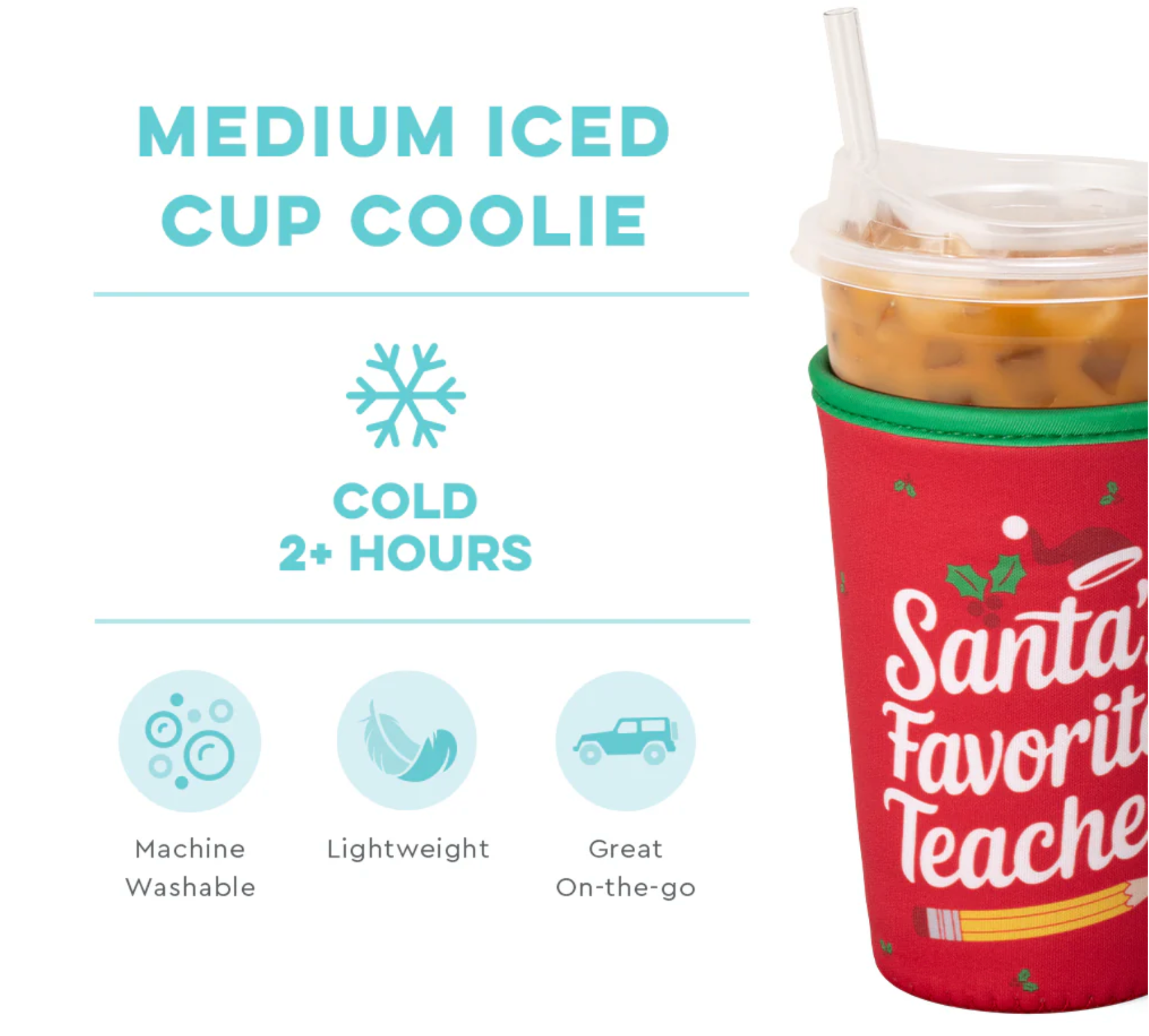 Swig Santa’s Favorite Teacher Med Cup Coolie - Thumbnail 4