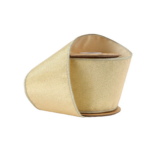 4" Wired Gold Metallic Double-Fused Velvet with Taffeta Backing