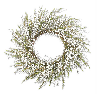28 Inch White Berry & Cedar Wreath