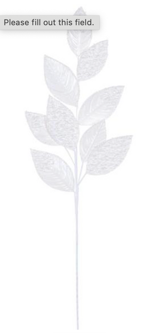 White Faux Pearl Leaf Spray