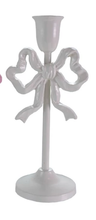 Cast Iron Bow Taper Candle Holder 10"