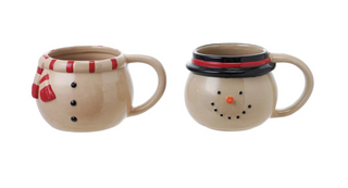 Hand-Painted Stoneware Stackable Snowman Mugs