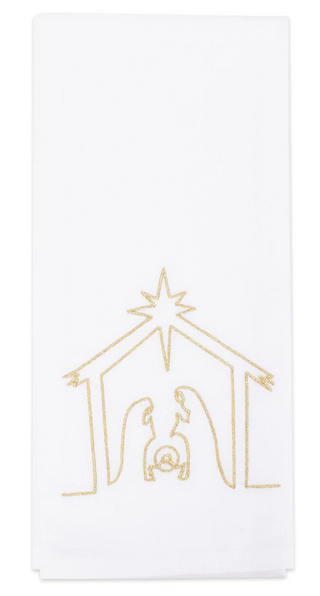 Gold Embroidered Tea Towel