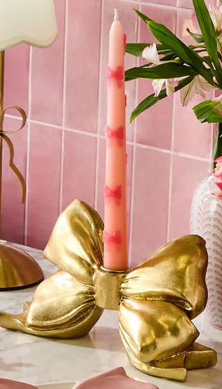 Gold Bow Candle Holder