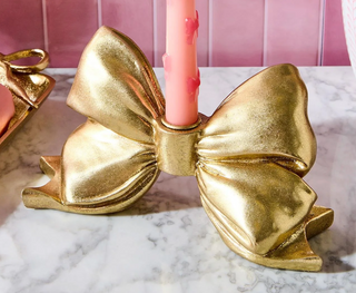 Gold Bow Candle Holder