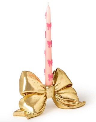 Gold Bow Candle Holder