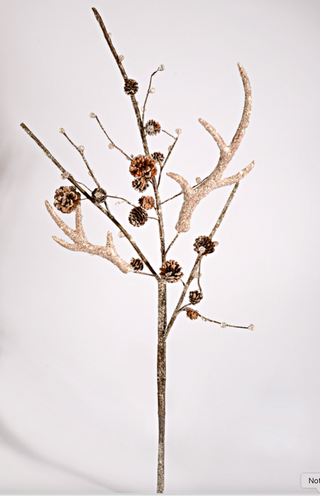 35" Frosted Antler Spray